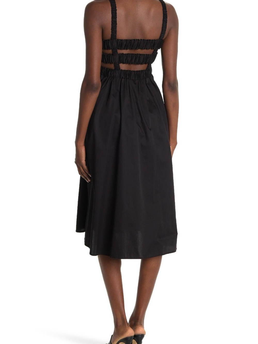 Top Shop Black Smocked Poplin Midi Dress
